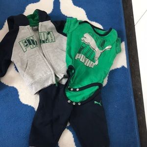 Baby Puma sweat suit with matching onesie.